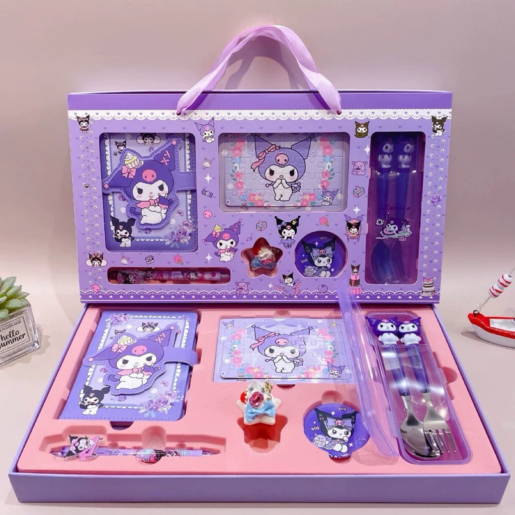 

Ay00! Hadiah anak set lengkap stationery gift set box sanrio kuromi cinnamoroll melody kado ultah