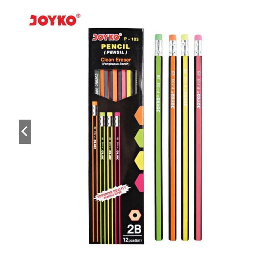 

JOYKO P-103 PENCIL 2B Eraser 4 Warna LUSINAN