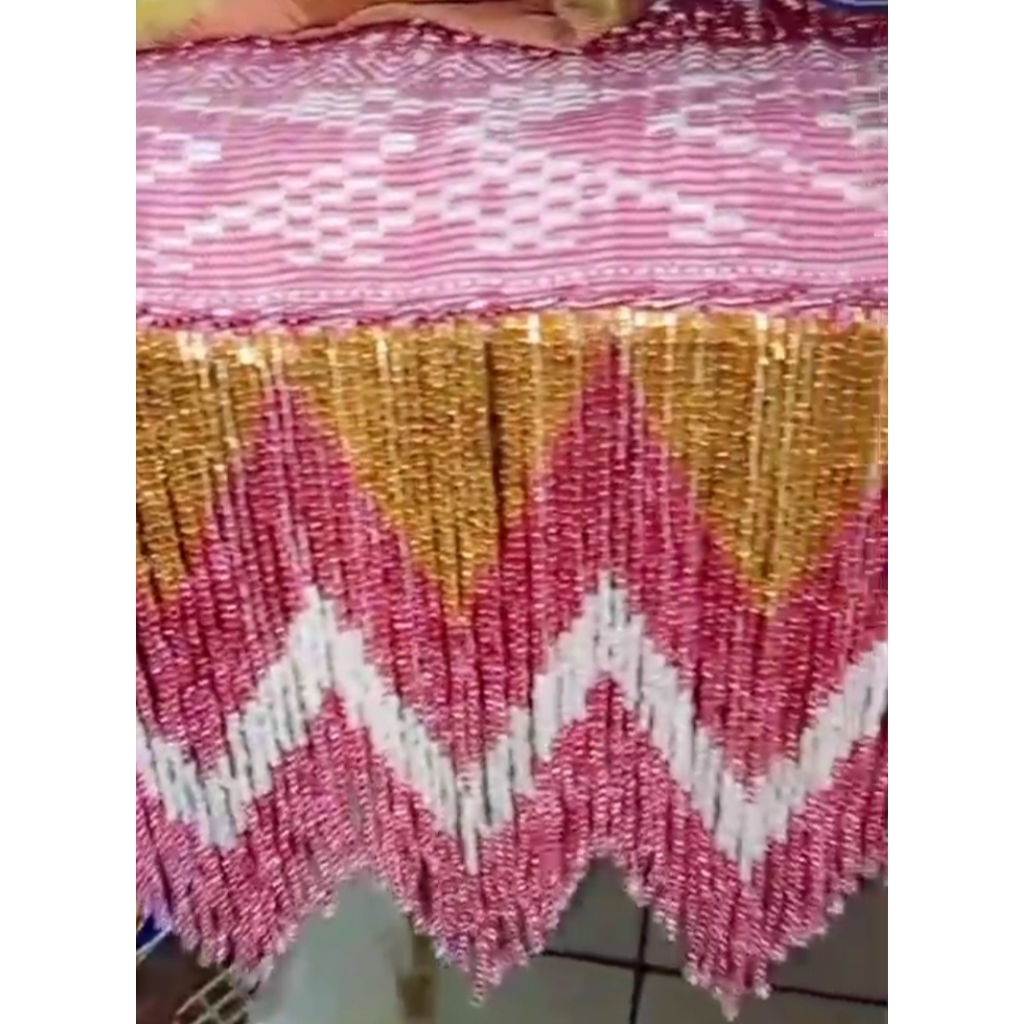 Ronce payet jikjak rumbai selendang pakai payet jepang