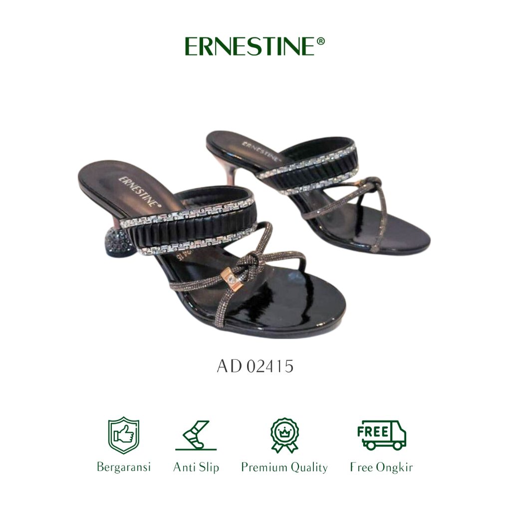 Sandal Heels/Pesta Wanita Type AD 02415 Black Ernestine Collection