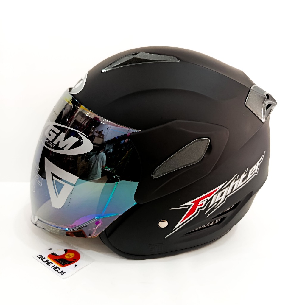 HELM GM Fighter Warna Hitam Doff