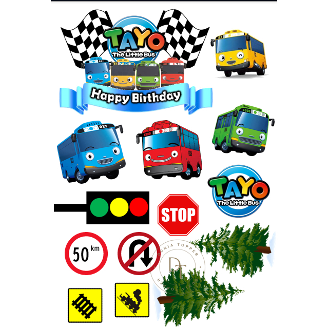 TOPPER Cake TAYO/Bus Custom/Hiasan Kue ULTAH Anak