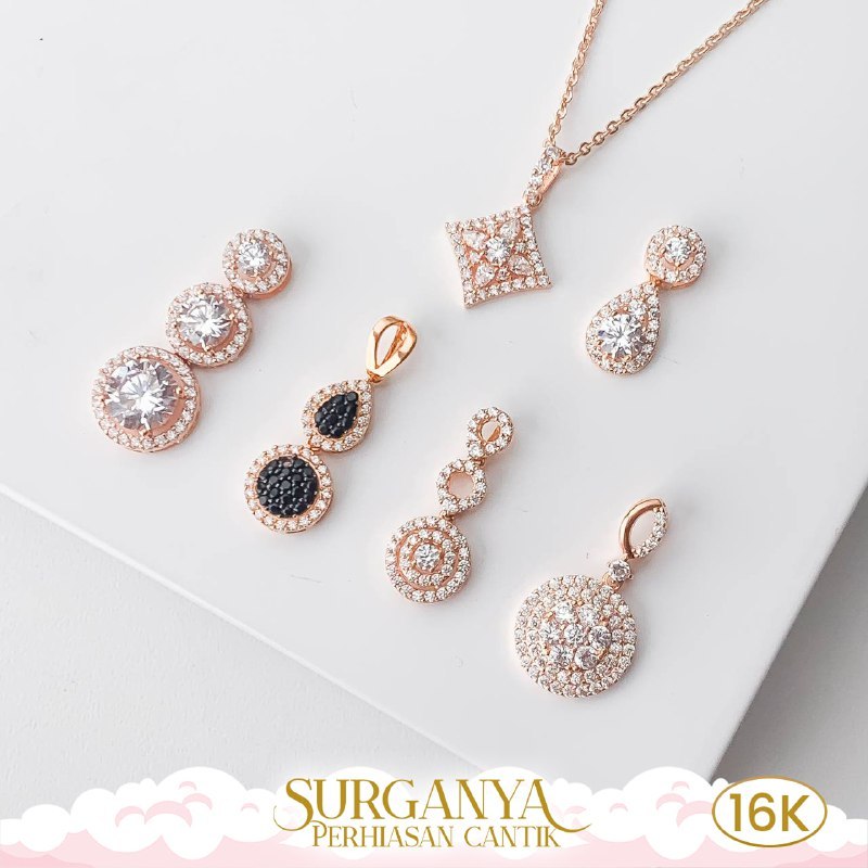 Macan Gold Kadar 16K Yellow Gold Pendant - Liontin Model Susun Diamon Look