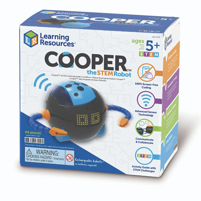 Learning Resources Cooper STEM Robot Screen-Free Coding Toy for Kids Single Robot Set, Robot Coding 