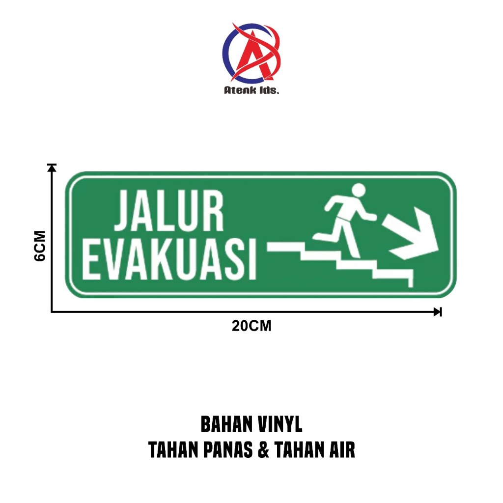 

Stiker Vinyl Jalur Evakuasi Turun Tangga Kanan, Stiker K3 / Stiker Safety 20x6 cm