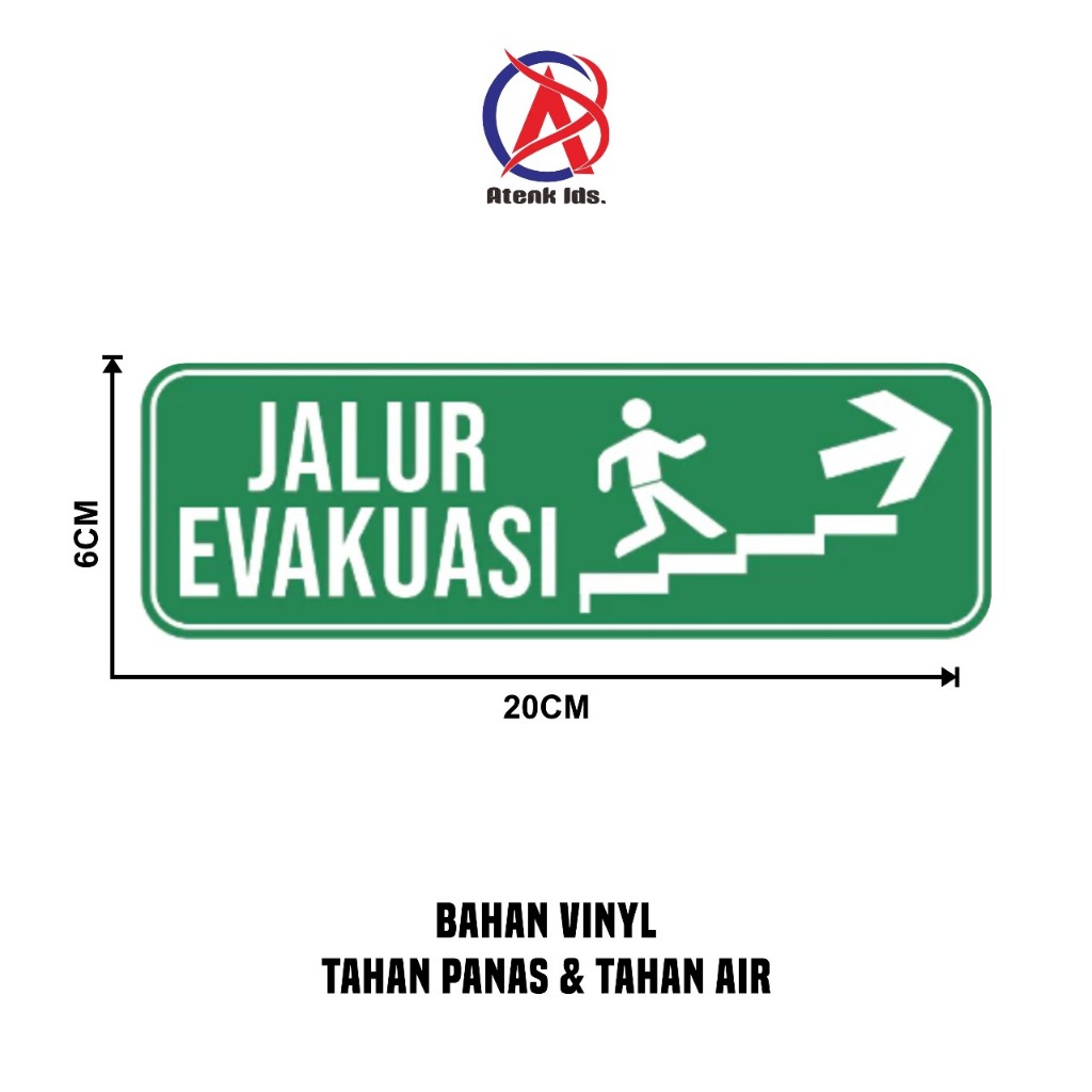

Stiker Vinyl Jalur Evakuasi Naik Tangga Kanan, Stiker K3 / Stiker Safety 20x6 cm
