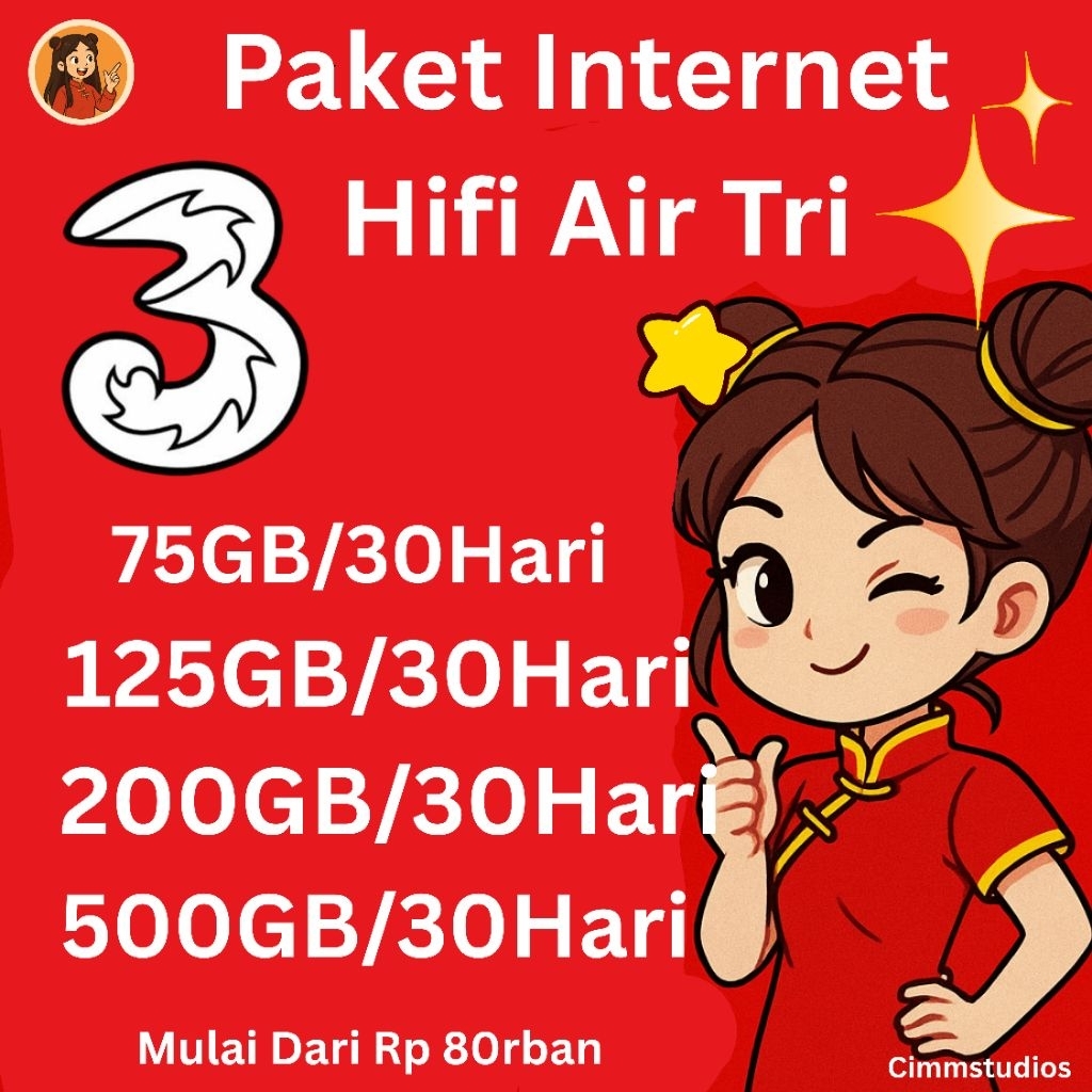 Paket Data Hifi Air Tri 75GB 125GB 200GB 500GB Full 24 jam 30 Hari Cimmstudios