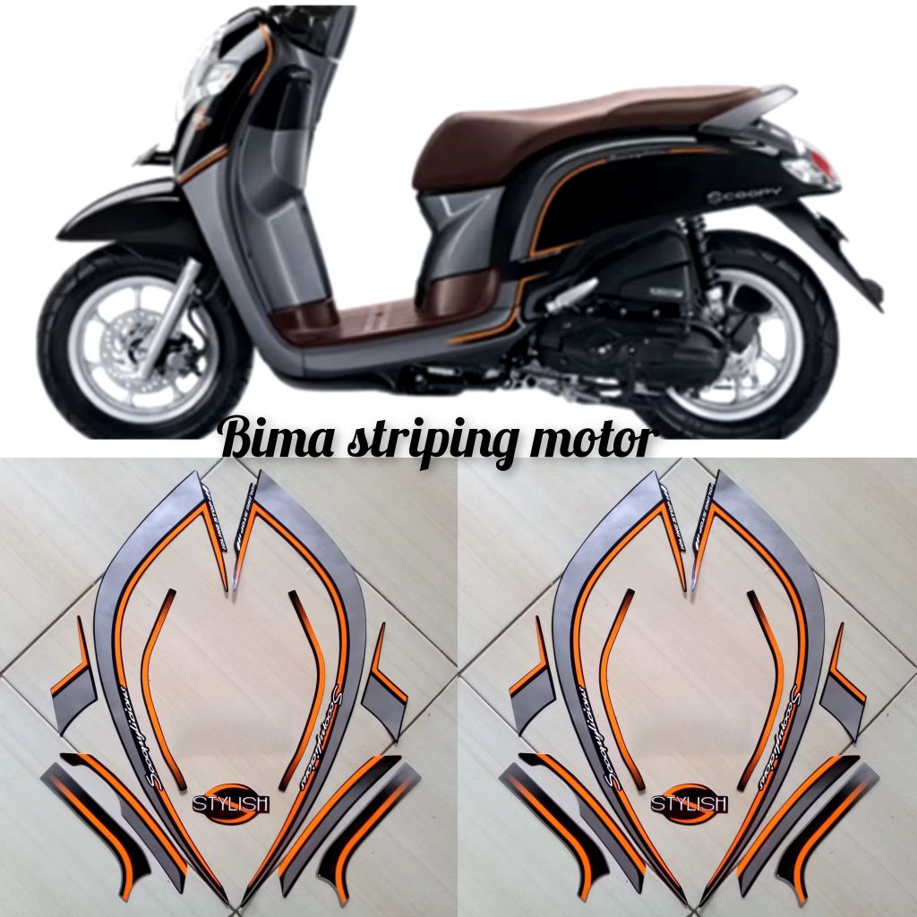 Stiker Striping Lis Les Polet Body Motor Honda Scoopy Stylish 2017 Full Set