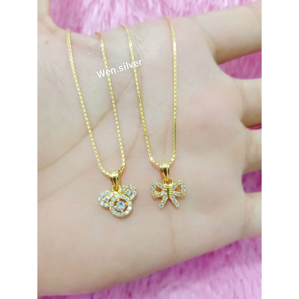 KALUNG ANAK ITALY SANTA SET LIONTIN PERAK 925 ASLI LAPIS EMAS