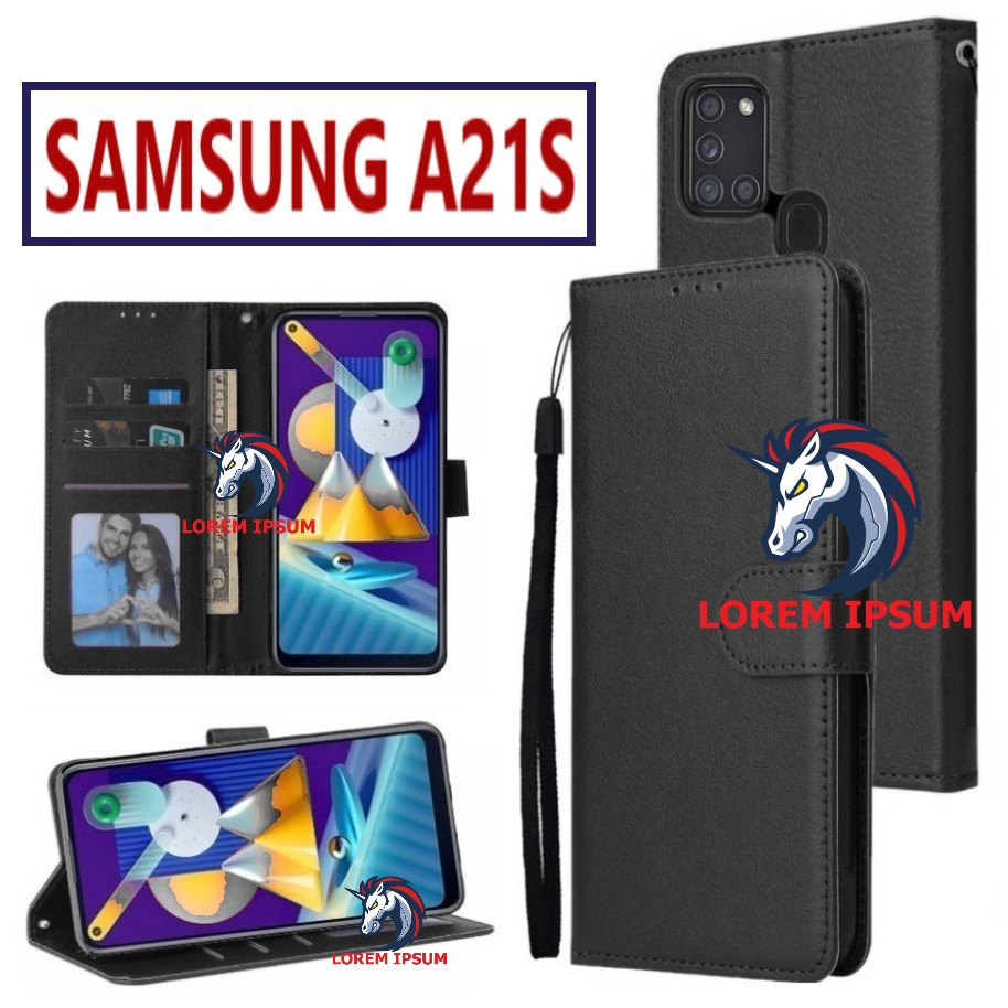 LEATHER CASING SAMSUNG A21S CASE KULIT FLIP WALLET LEATHER KULIT PREMIUM SARUNG BUKA TUTUP KESING HP