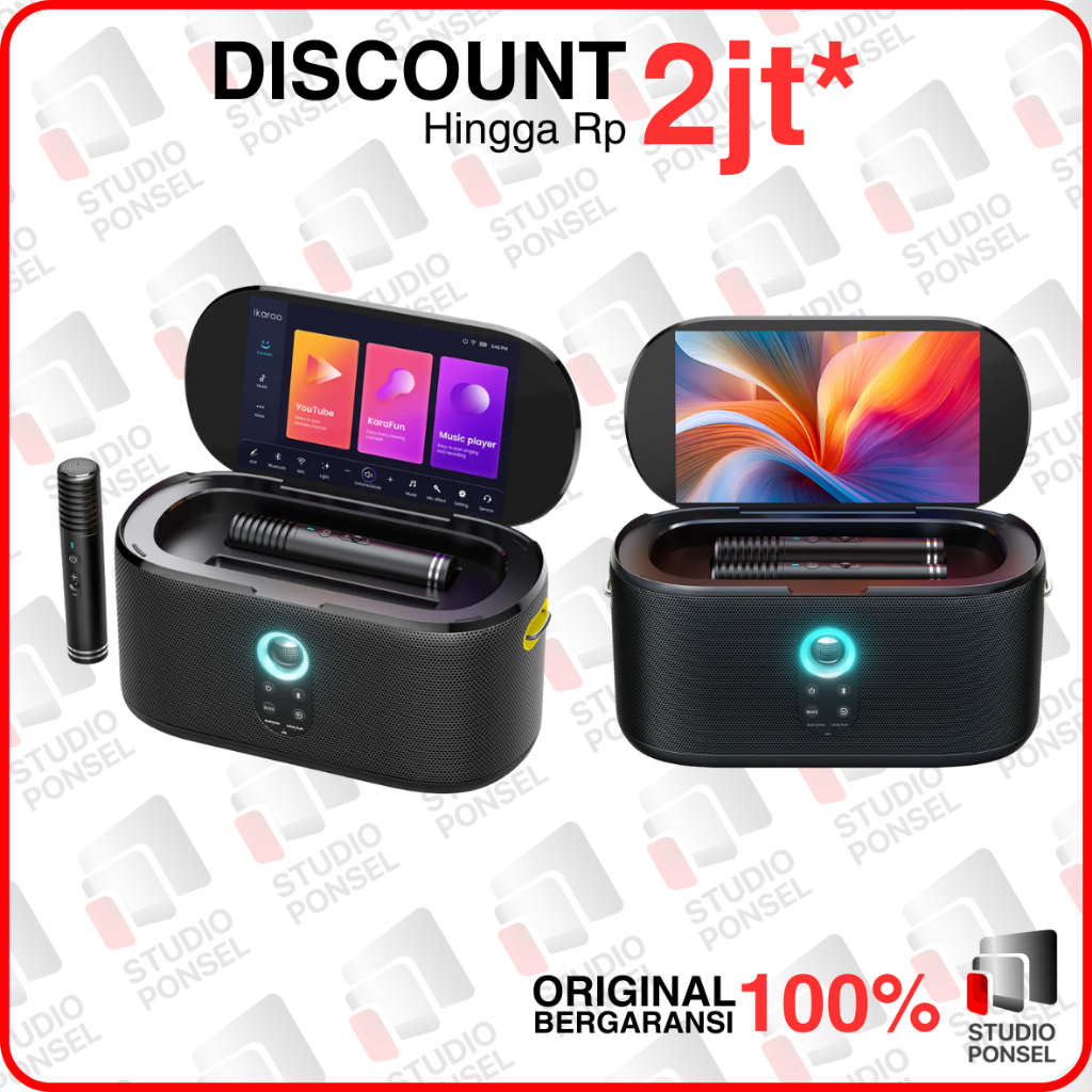 IKARAO Shell S1 Premium Smart Karaoke Machine 10.1" Inch Screen with 2 Mic Portable Wireless Speaker