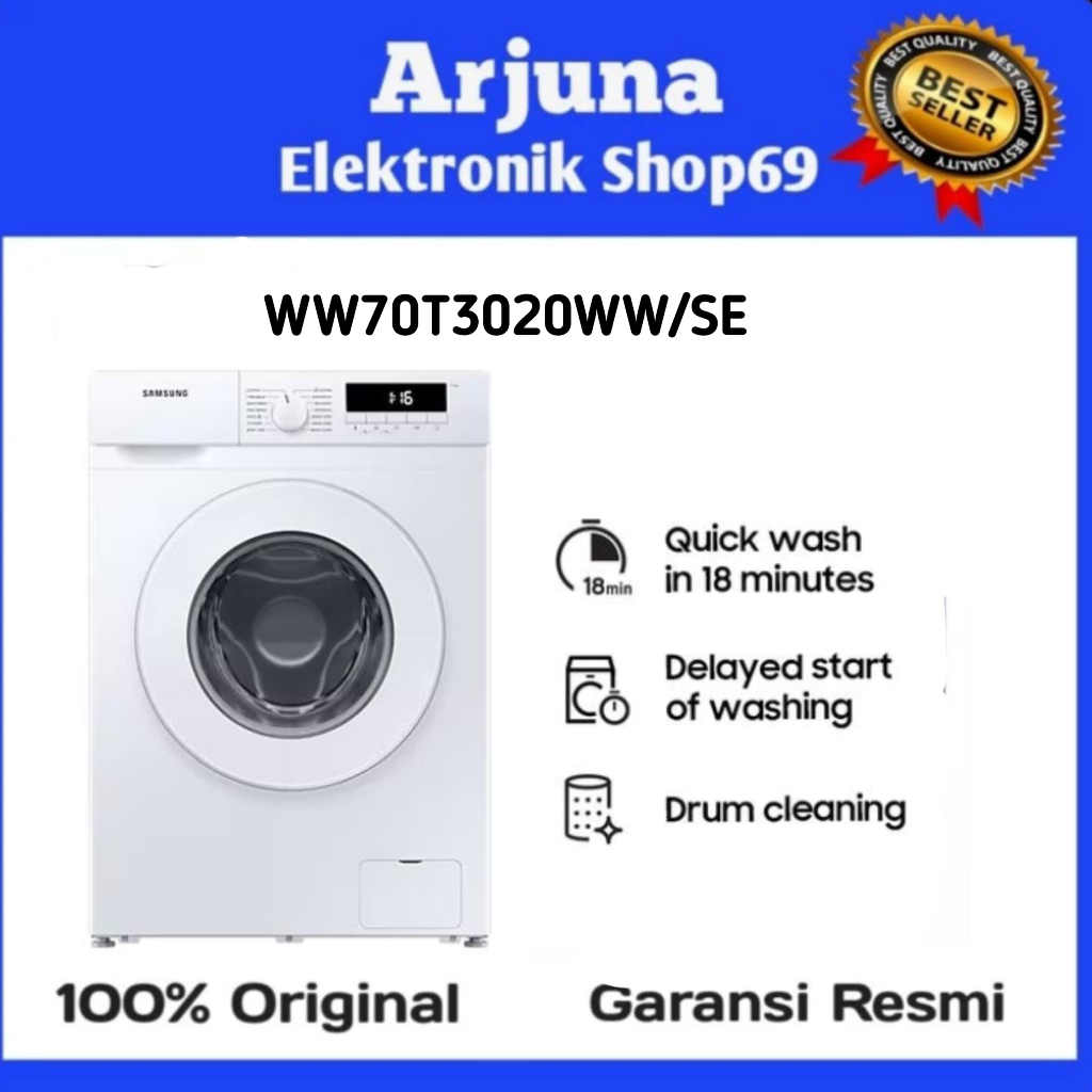 SAMSUNG WW70T3020WW MESIN CUCI 7 KG FRONT LOADING QUICK WASH WW70T3020 WW70T 70T3020