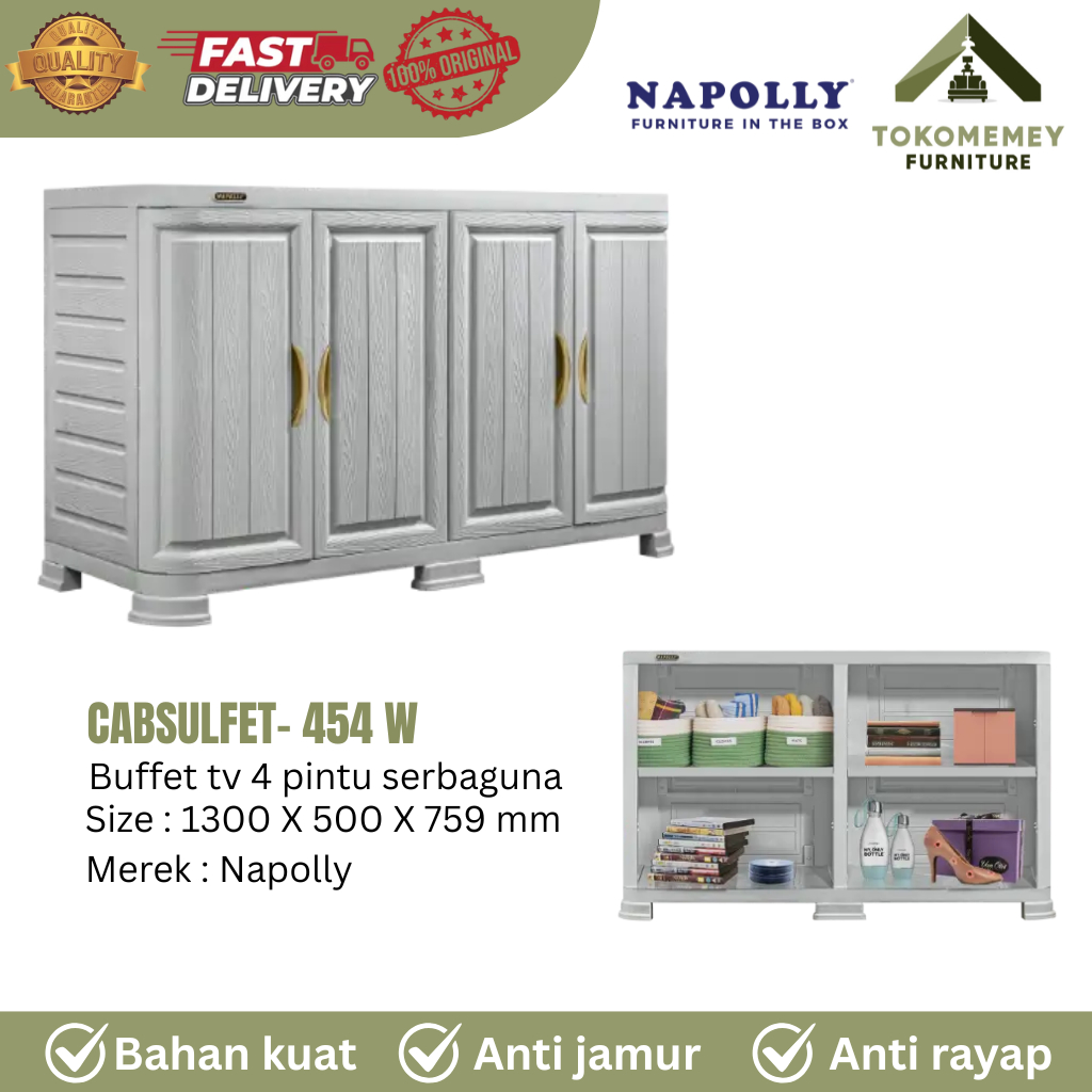 NAPOLLY BUFFET LEMARI TV LEMARI PAKAIAN CABSULFET 454 LEMARI BUFFET PLASTIK SERBAGUNA MINIMALIS