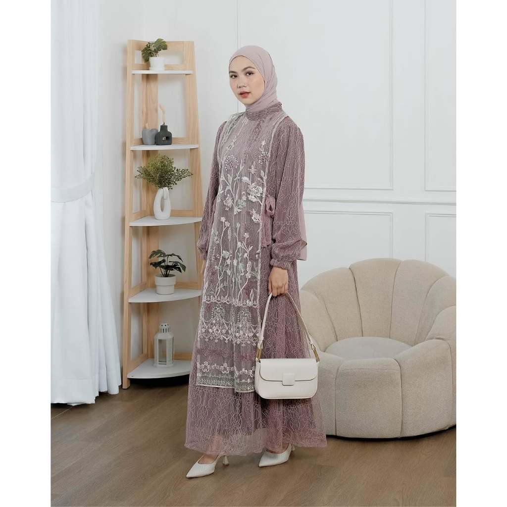 Ainaya Dress Pakaian Wanita Hijab Non Hijab Dress Kondangan Simple Dan Elegan Terbaru Gaun Lamaran C