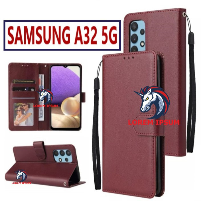 LEATHER CASING SAMSUNG A32 5G CASE KULIT FLIP WALLET LEATHER KULIT PREMIUM SARUNG BUKA TUTUP KESING 