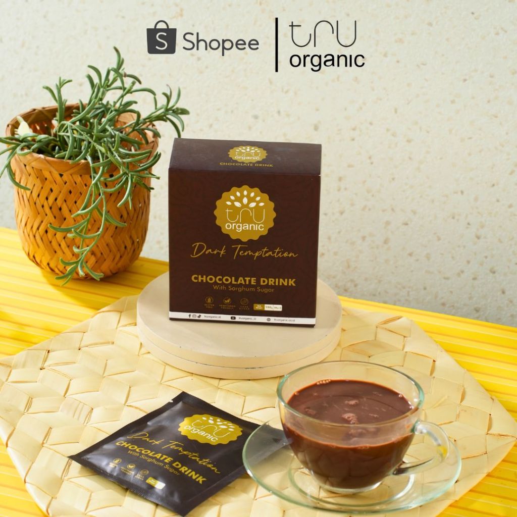 

(5 Sachet) TRUorganic Chocolate Dark Temptation - Minuman Cokelat Rendah Kalori dengan Gula Sorghum