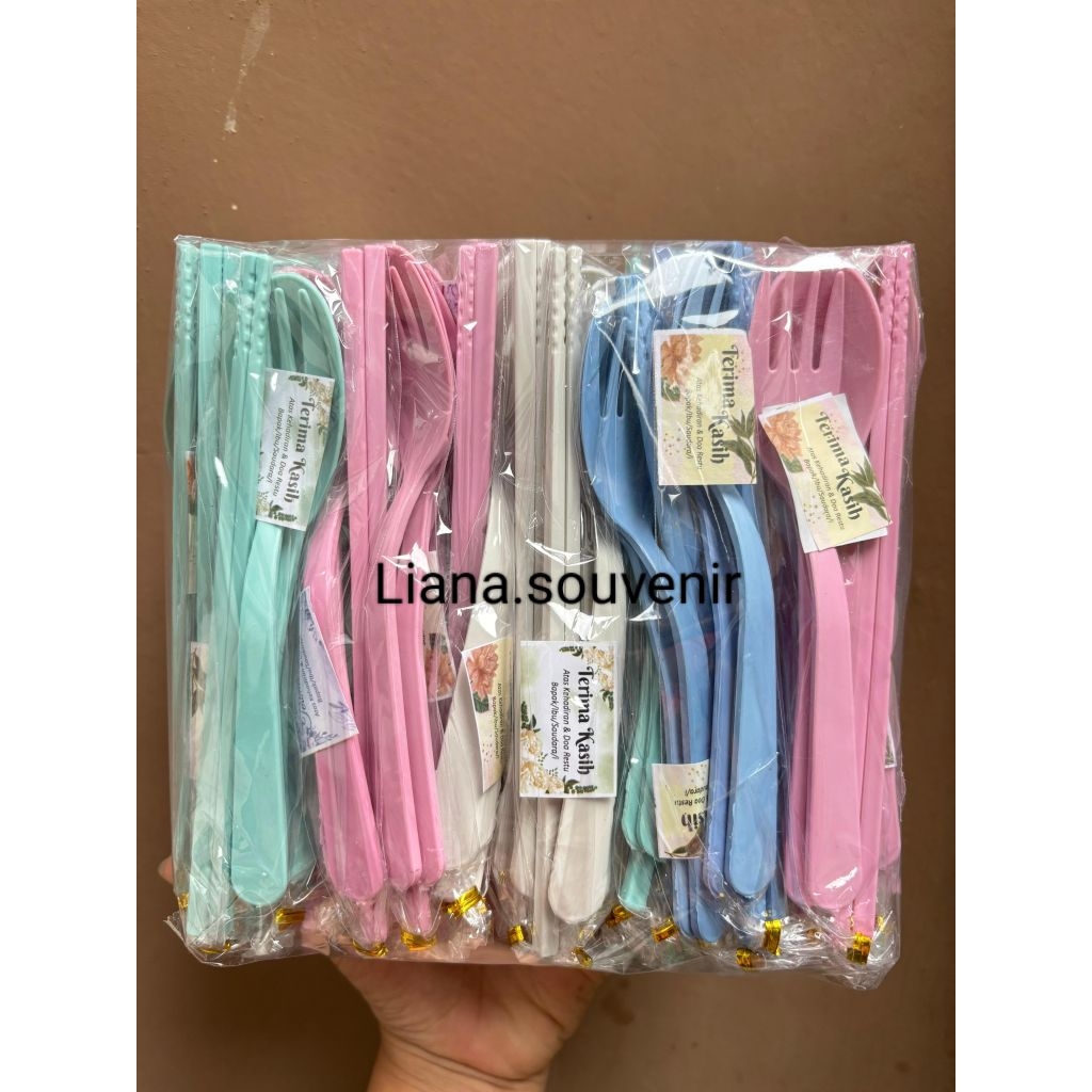 50pcs suvenir Sendok Garpu lokal (tripelset) kemas PLASTIK