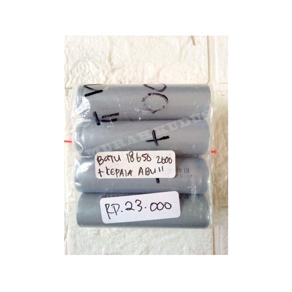 BATU /BATERAI CAS CHARGER 18650 2600 MAH +KEPALA ABU ABU