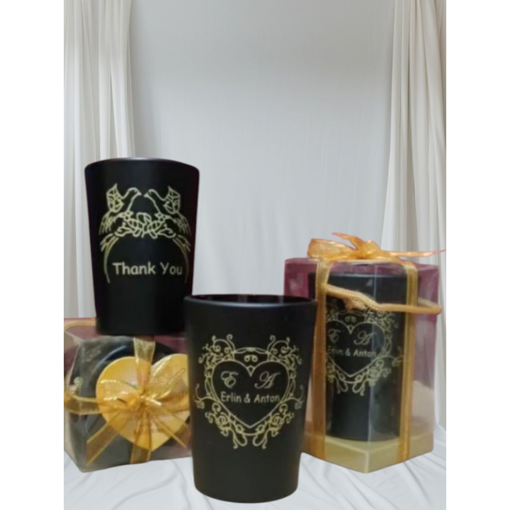 gelas jamu hitam doff