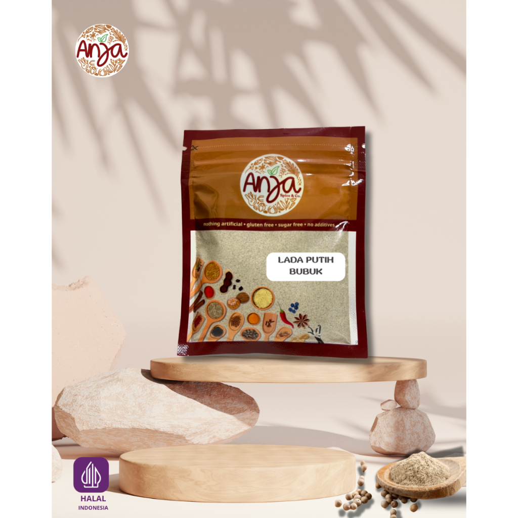 

Anja Rempah Lada Putih Bubuk Sachet Isi 17gr - Bumbu Dapur Merica White Pepper Powder Rempah Premium Murni Kemasan Ziplock Berkualitas