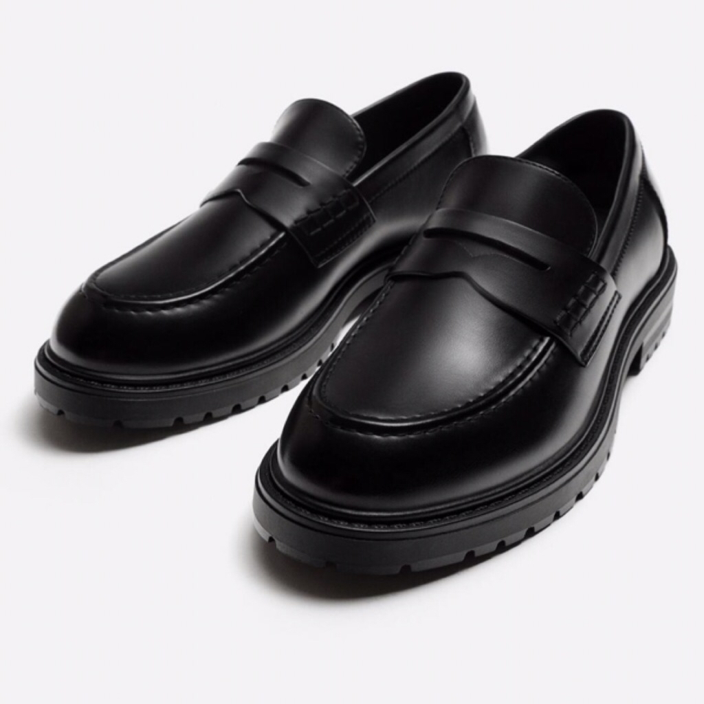 ZARA Men Shoes Smart Penny Loafers Sepatu Pria Black