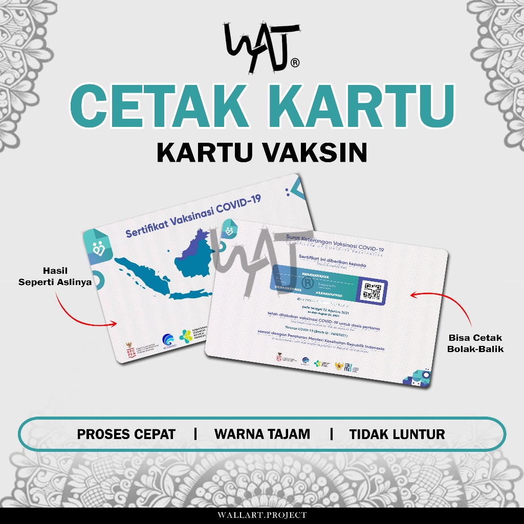 

Cetak ID Card Kartu Digital Fisik Kartu VAKSIN Bisa Satuan Anti Luntur Bahan PVC Tebal 2 SISI