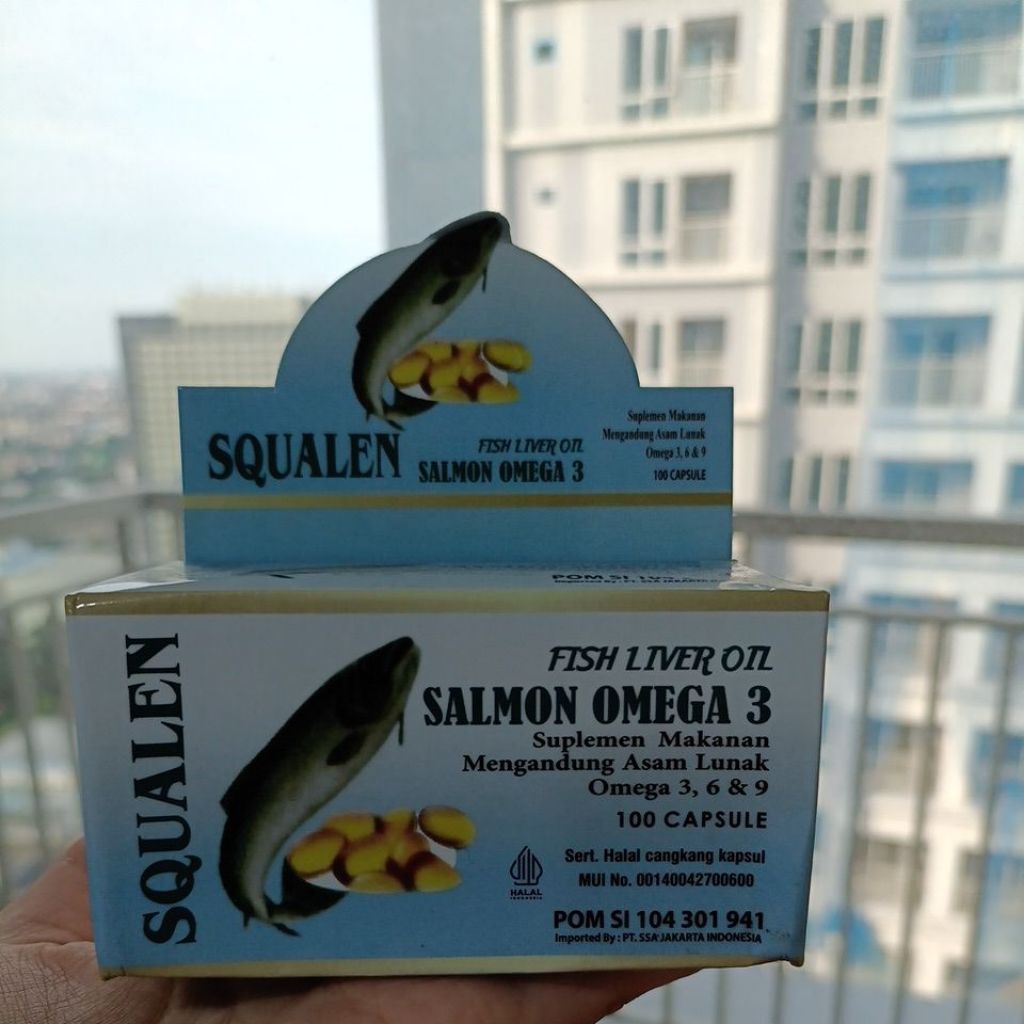 squalane minyak ikan gabus 100 kapsul salmon omega 3 suplemen vitamin nutrisi otak