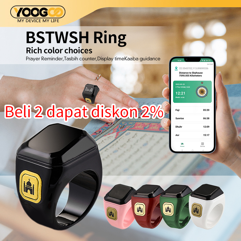 Tasbih Digital Zikr Ring Tasbih Smart Ring Cincin Tasbih Digital Bluetooth Muslim Ring