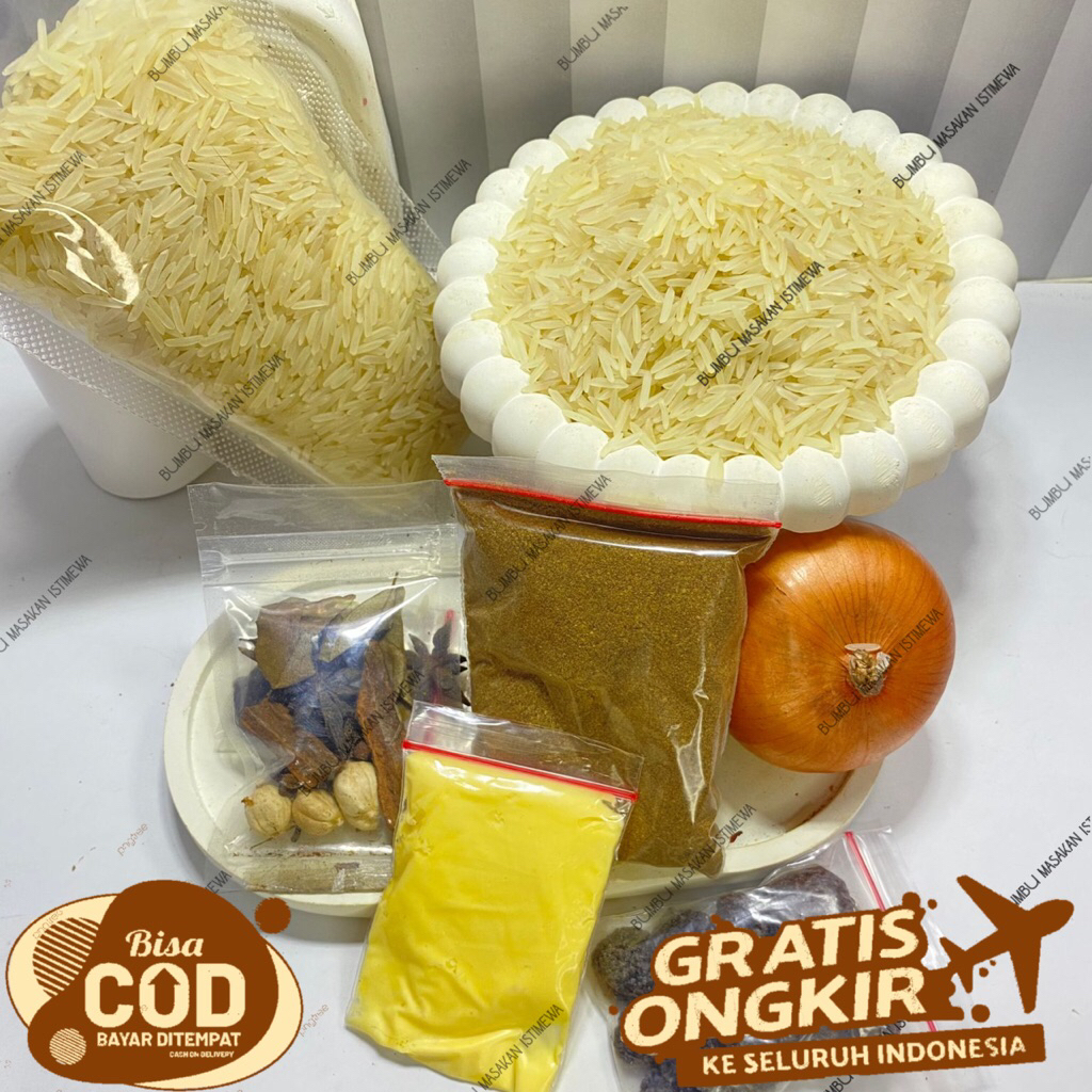 

Paket komplit beras 1kg + BOMBAY super enak nasi kebuli