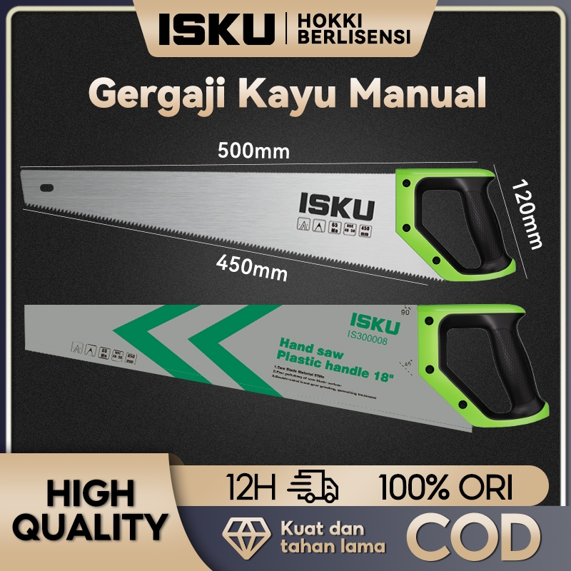 ISKU Gergaji Kayu Baja 65Mn Hand Saw Gergaji Kayu manual  Gergaji Gagang Kayu Tangan Dahan Ranting A