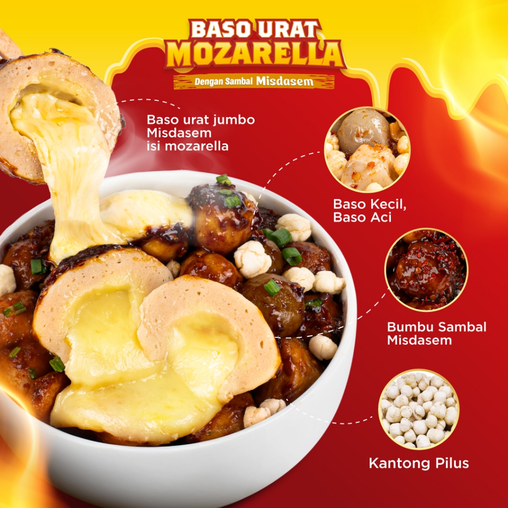 

[ PAKET 4+1] GRATIS BACIUR A - BELEDOS BASO KEJU MOZARELLA + BACIUR KOMPLIT SAMBAL LENGKAP MISDASEM