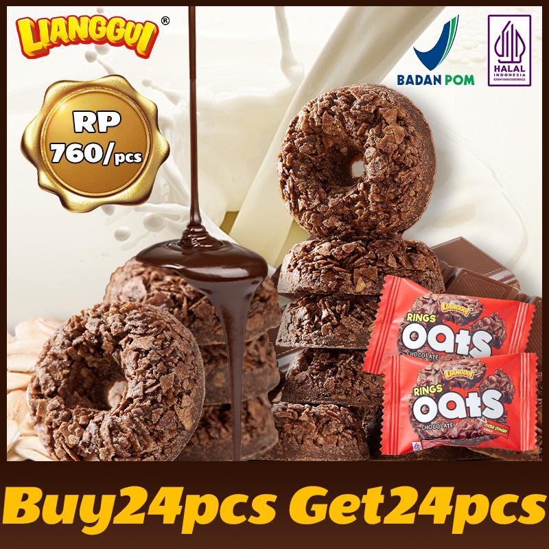 

[Buy 24ps Get 24ps]Lianggui Oat Chocolate Ring Cemilan halal untuk anak yang renyah,Lezat, Enak.