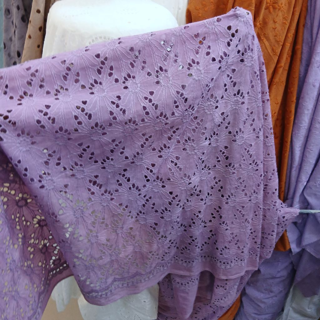 Kain Katun bordir bolong super premium kain katun bolong halus import