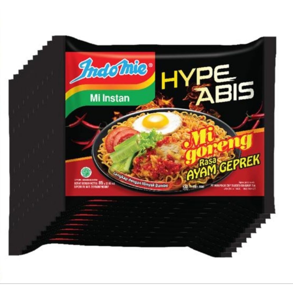 

Paket 10 Pcs - Indomie HypeAbis Mie Instan Goreng Rasa Ayam Geprek isi 85 Gram