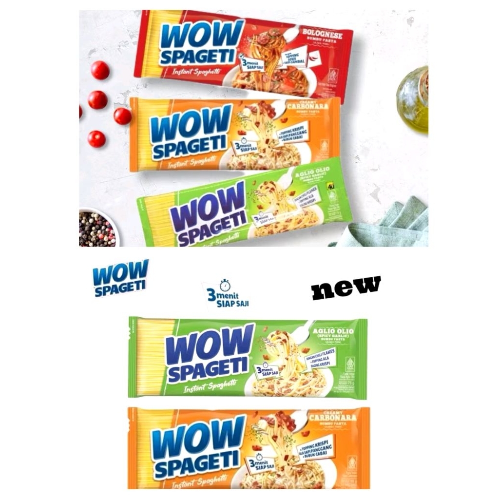 

Wow Mie spagheti spageti instant carbonara bolognesse aglio
