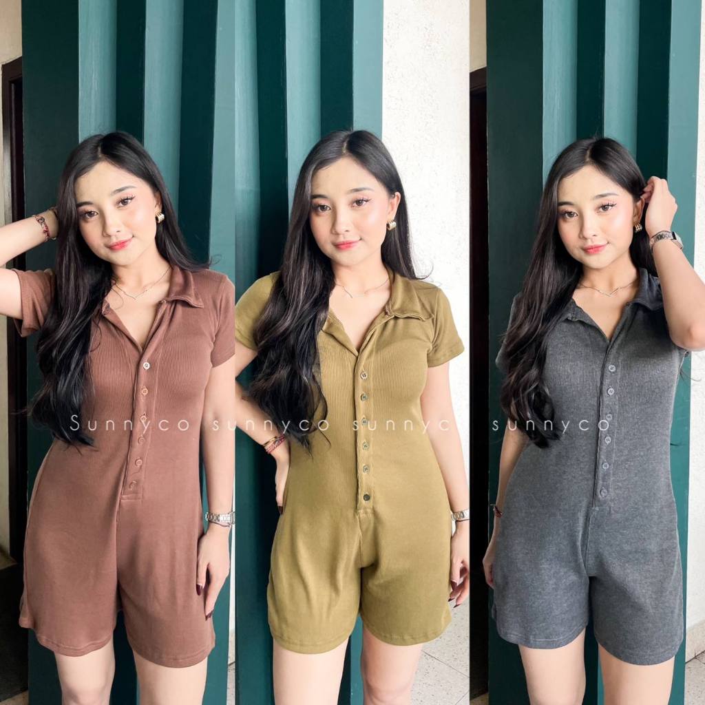 EVE JUMPSUIT / JUMPSUIT PENDEK KANCING / JUMPSUIT WANITA LENGAN PENDEK
