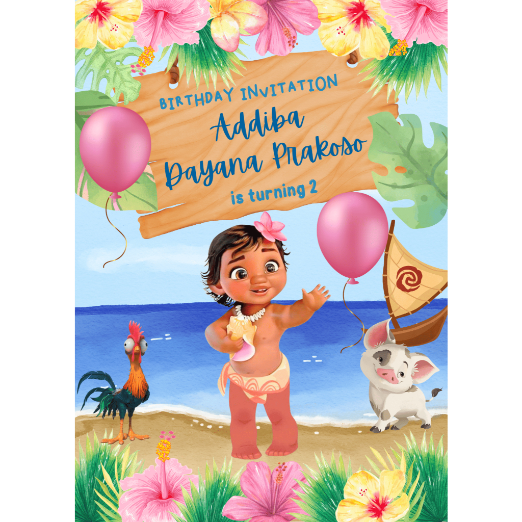 Undangan Ulang Tahun Digital Tema Moana | Undangan Ultah Anak Moana | Undangan Video tanpa cetak