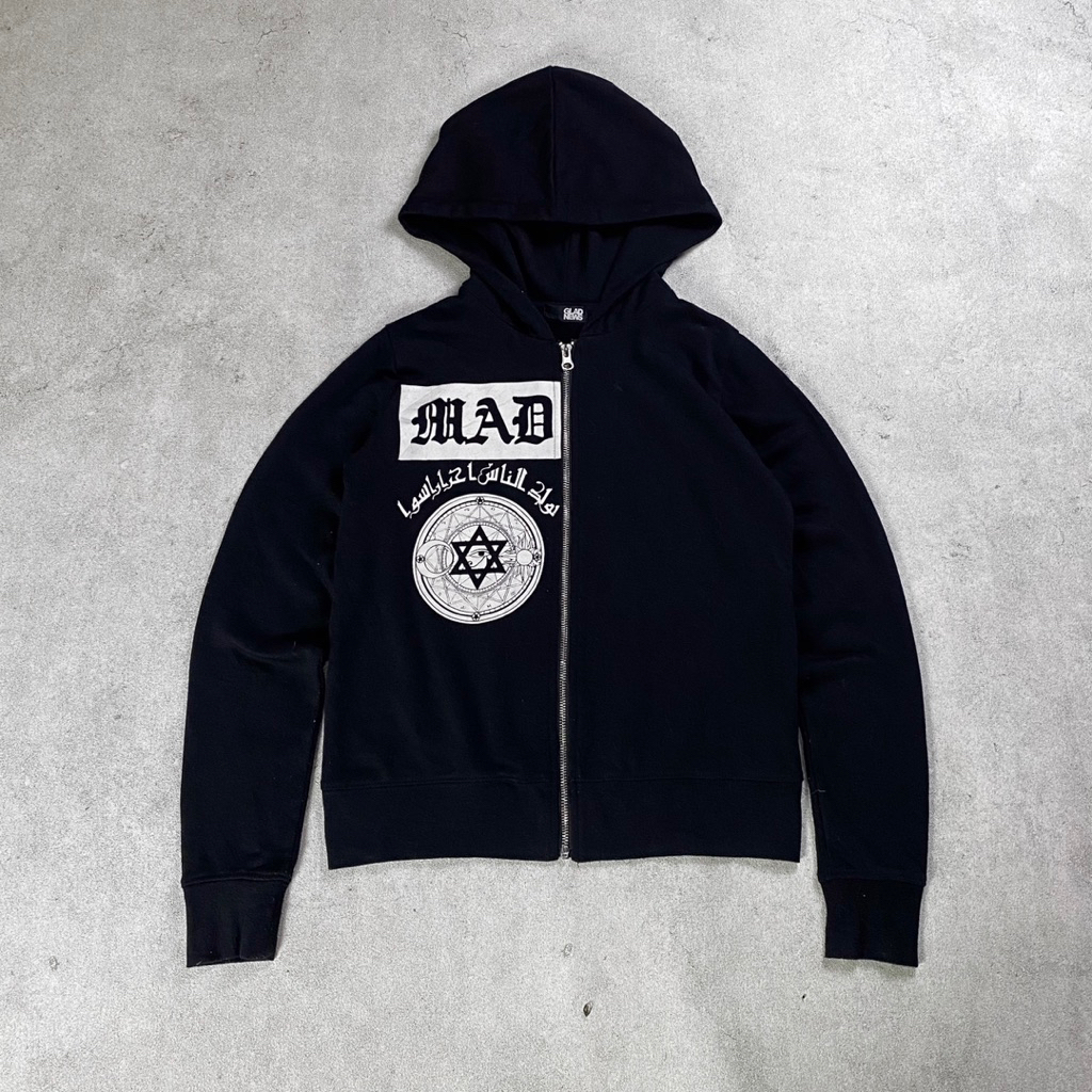 ZIP HOODIE GLAD NEWS - Black, size S