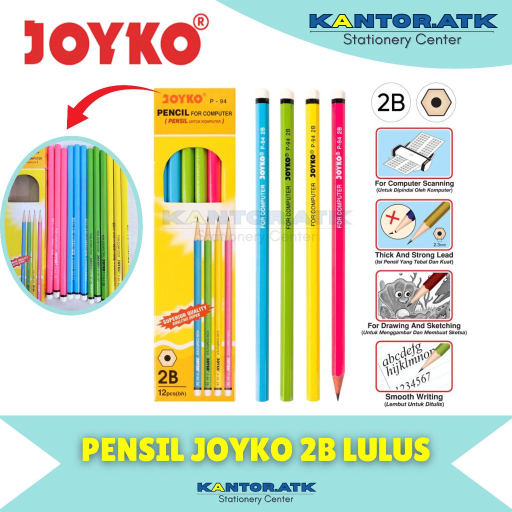 

(12Pc) Pensil 2B Joyko P-94 / 2B Pencil For Computer