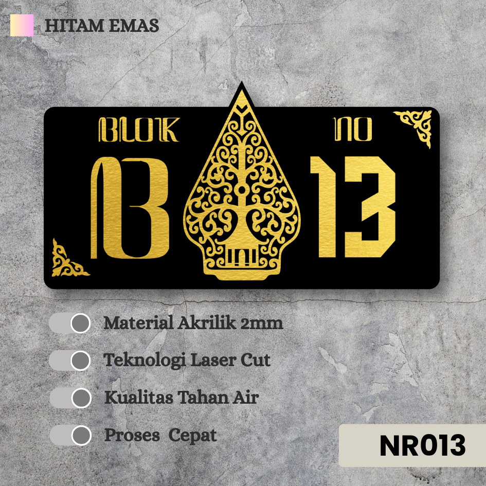 Nomor Rumah Akrilik Custom – Estetik | Plat Tempel Dinding | Tahan Air & Mewah