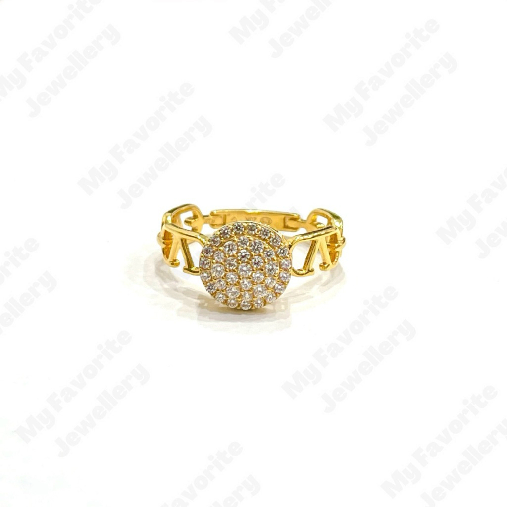 Cincin Permata Bulat V Uk11 Uk18 Emas Asli Kadar 875