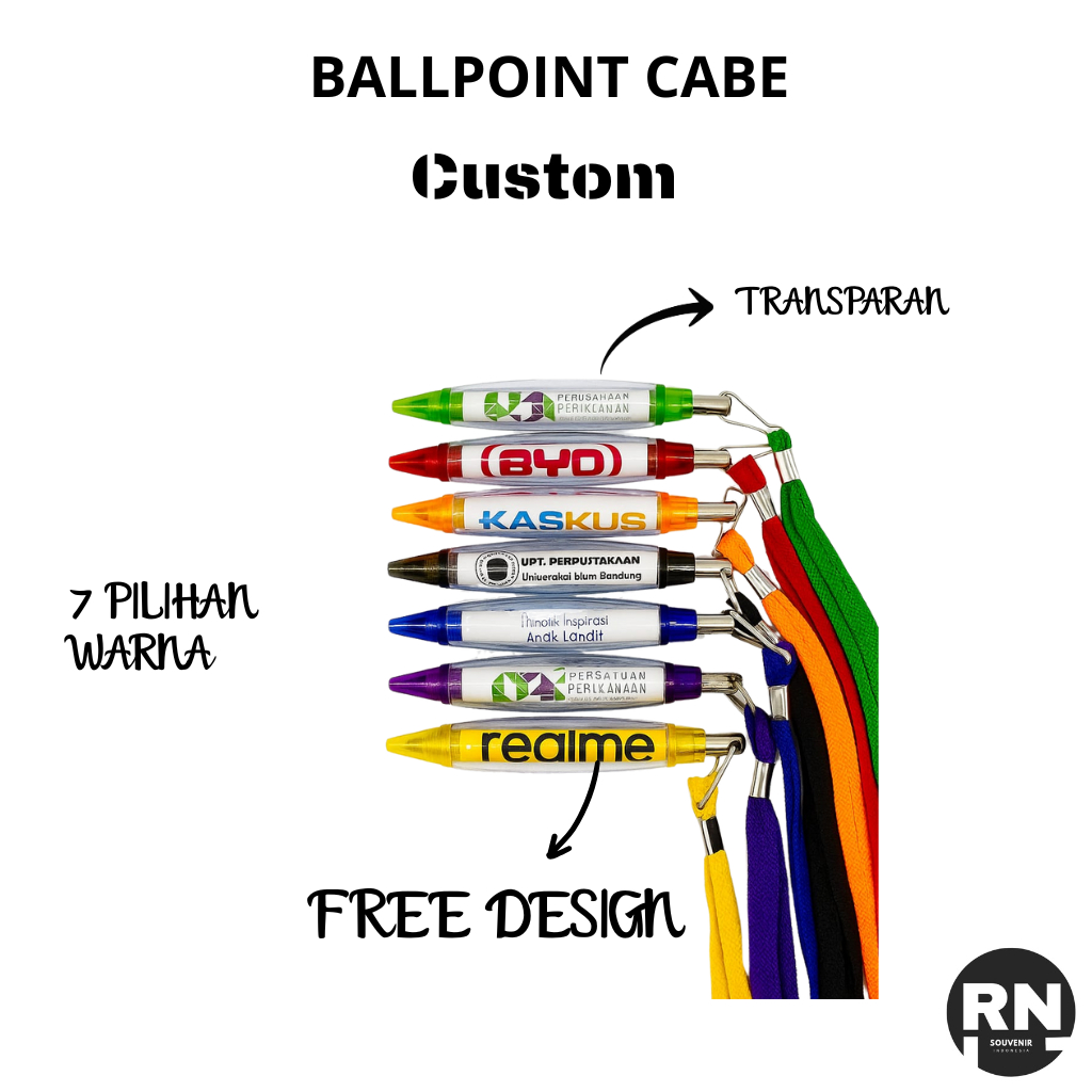 

Pulpen Cabe Tali Custom Pulpen Ballpoint Cabe Custom Desain Souvenir FREE