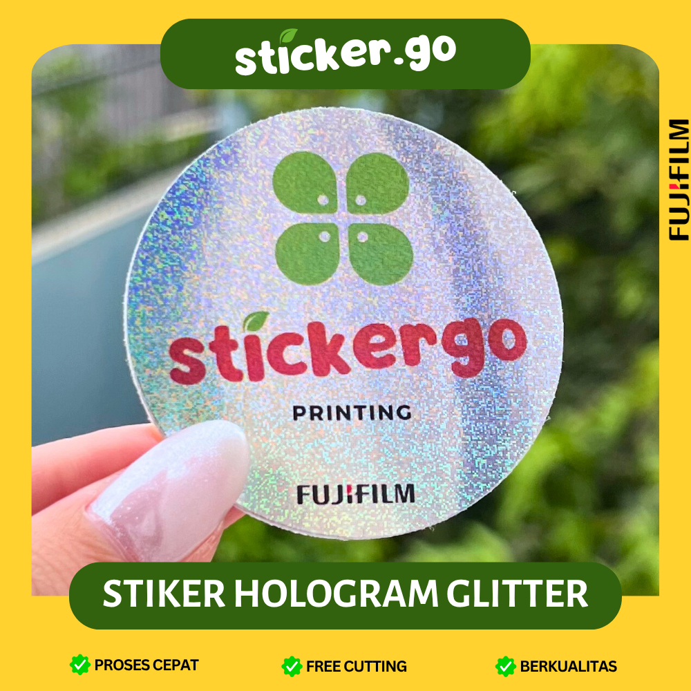 

[STIKER HOLOGRAM GLITTER BULAT] CETAK STIKER LABEL MAKANAN MINUMAN KEMASAN BOTOL OLSHOP FREE CUTTING