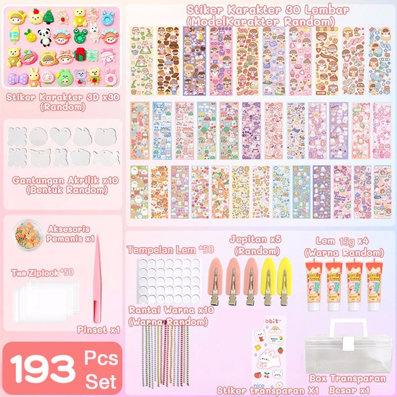 IRO IRO ADA DIY Guka Set 193 pcs Gantungan Kunci Jepitan Rambut DIY Akrilik Set Mainan Cream Guka Se