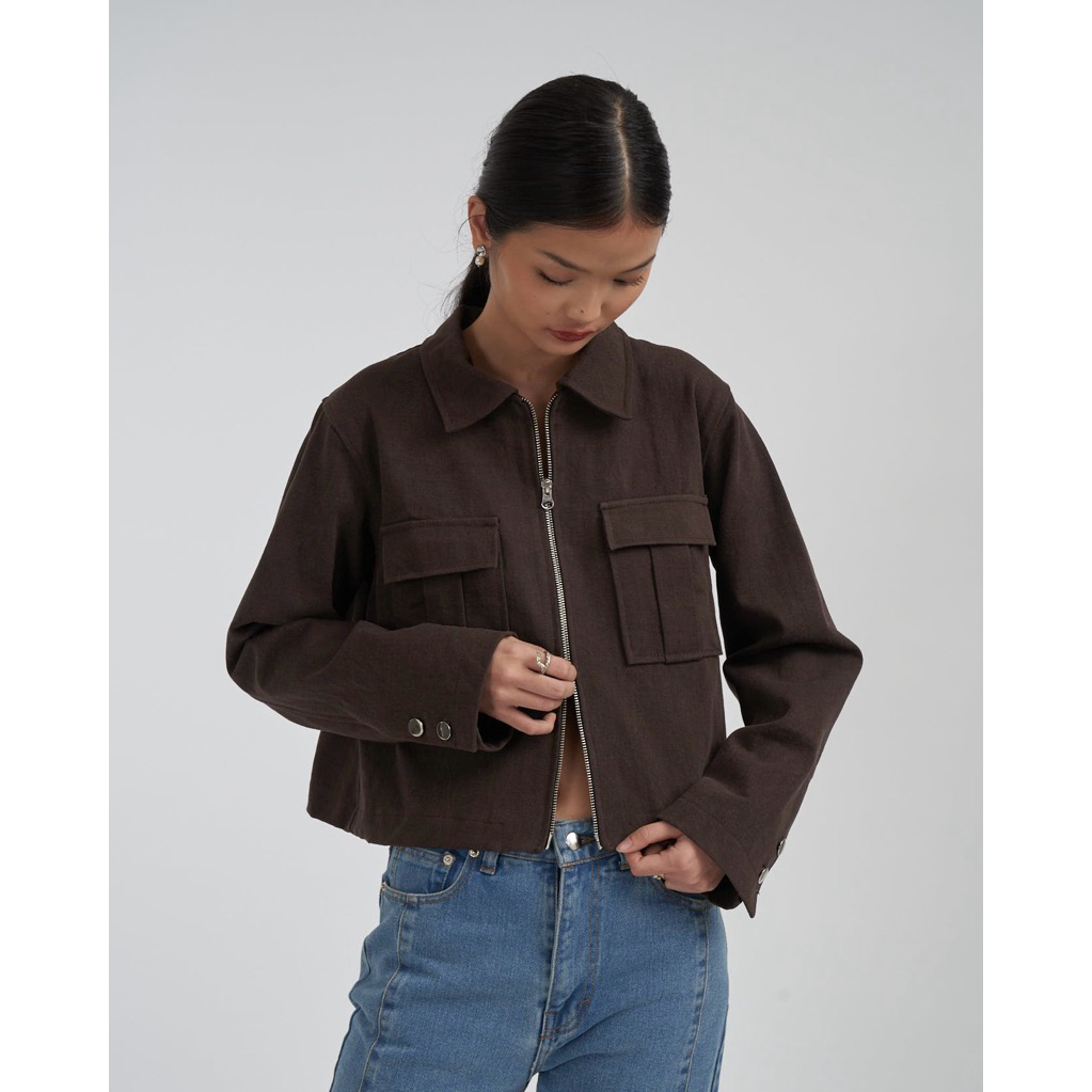 [Ready Stock] Damson Pleated Denim Jacket