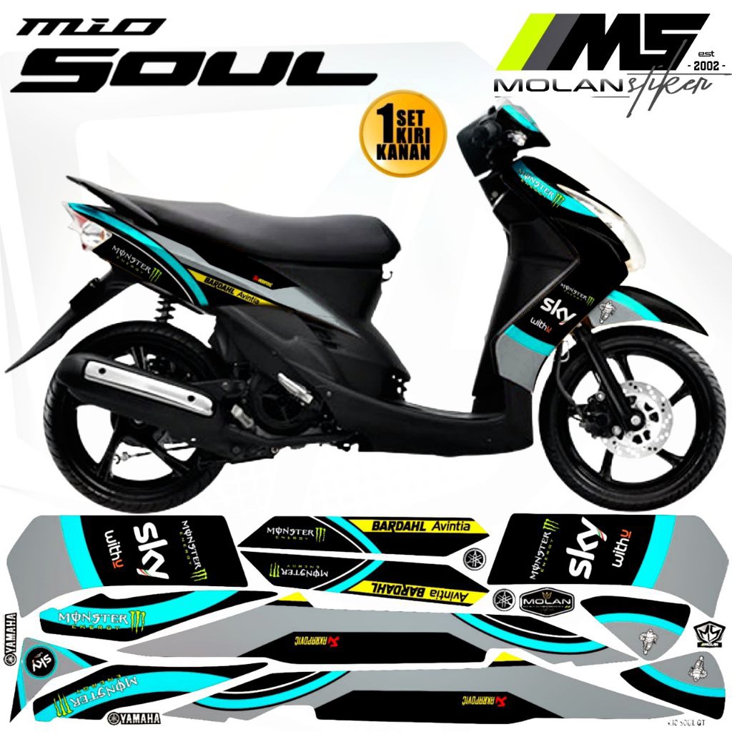 Decal Sticker Striping Variasi Mio Soul Karbu 2006-2012 FIAT Racing MOTO GP Mio Soul 115-Mio Soul La