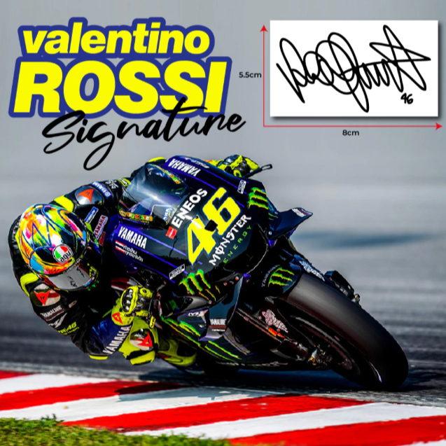 STICKER TTD TANDA TANGAN VALENTINO ROSSI 46 CUTTING STIKER