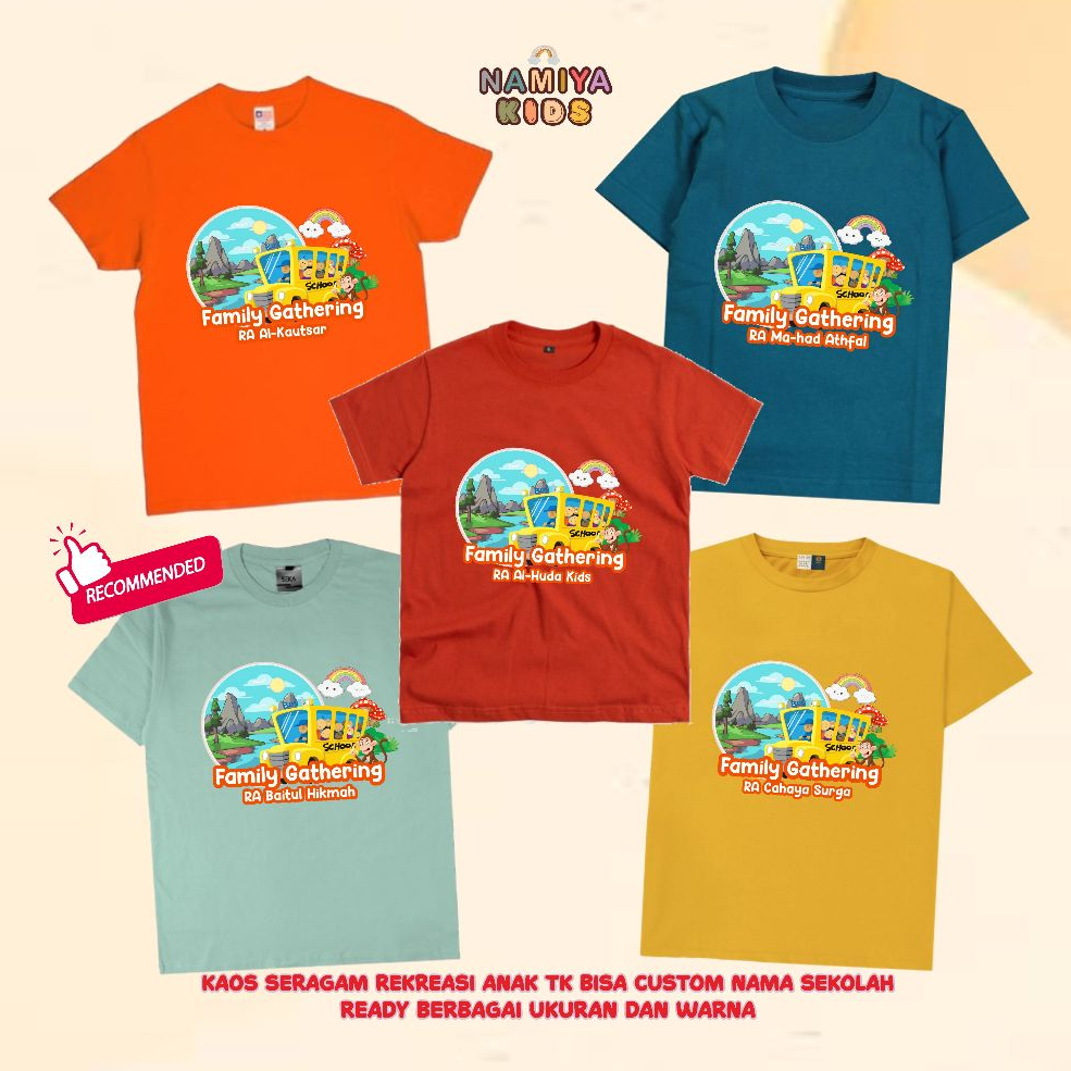 (1-11 Tahun) KAOS SERAGAM REKREASI TK Custom Nama Sekolah/ Kaos Custom/ Kaos Anak Sekolah/ Kaos Anak