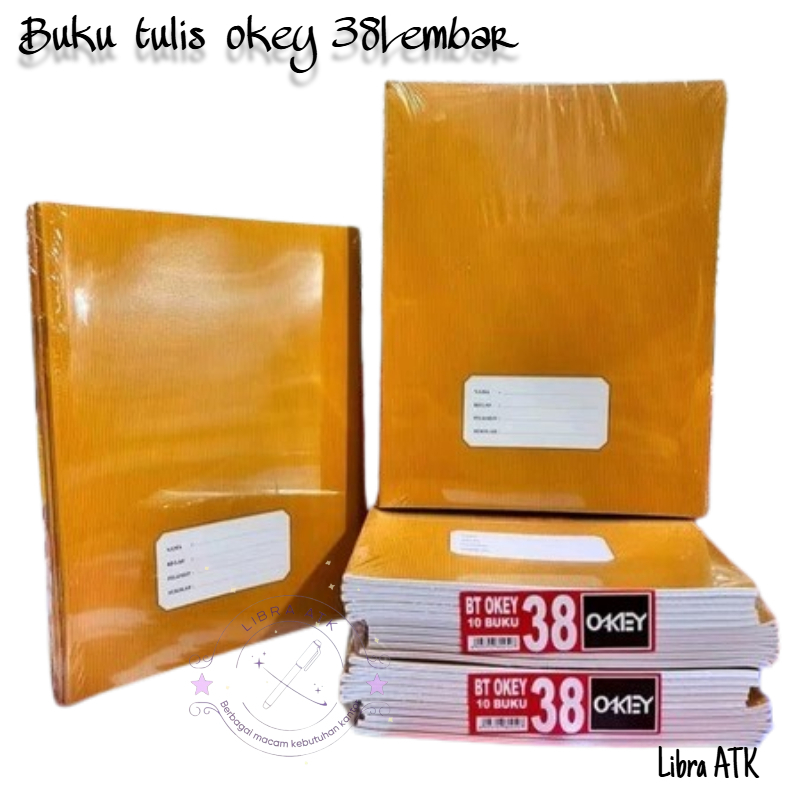 

OKEY Buku tulis 38Lembar motif sampul coklat per pack 10buku