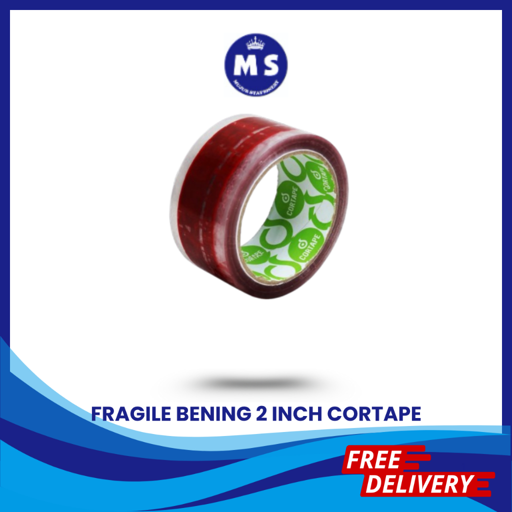 

LAKBAN OPP TAPE SOLASI CORTAPE FRAGILE CLEAR MERAH 2 INCH 48 MM